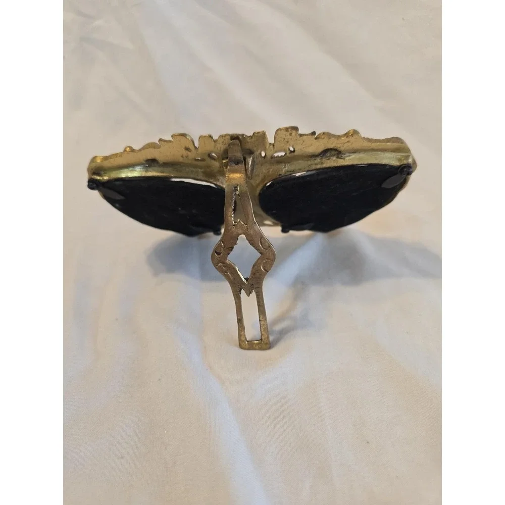 Solid Brass Ornate Double Heart Picture Frame With Roses Decorative Decor